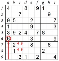 Eliminating squares using Naked Pairs in a box A
